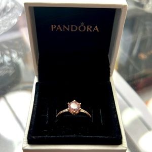 Pandora Women's Pink Sparkling Crown Solitaire Ring